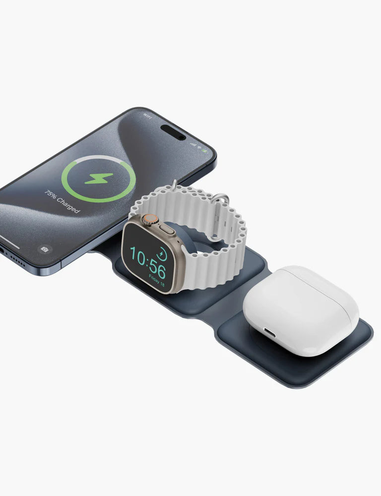 BAZIC GOMAG TRIO, 3IN1 FOLDABLE MAGNETIC WIRELESS CHARGER 15W IPHONE/WATCH/AIRPODS - GREY