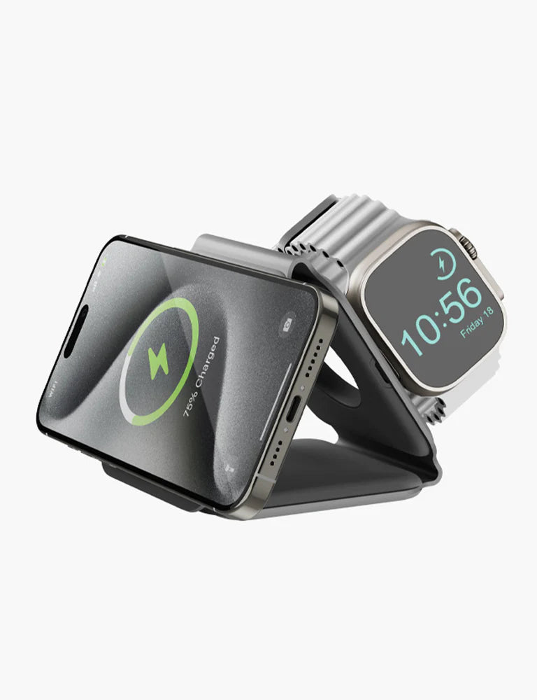 BAZIC GOMAG TRIO PLUS, 3IN1 ELEVATED FOLDABLE MAGNETIC WIRELESS CHARGER 15W IPHONE/WATCH/AIRPODS - NAVY BLUE