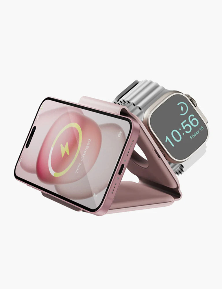 BAZIC GOMAG TRIO PLUS, 3IN1 ELEVATED FOLDABLE MAGNETIC WIRELESS CHARGER 15W IPHONE/WATCH/AIRPODS - NAVY BLUE