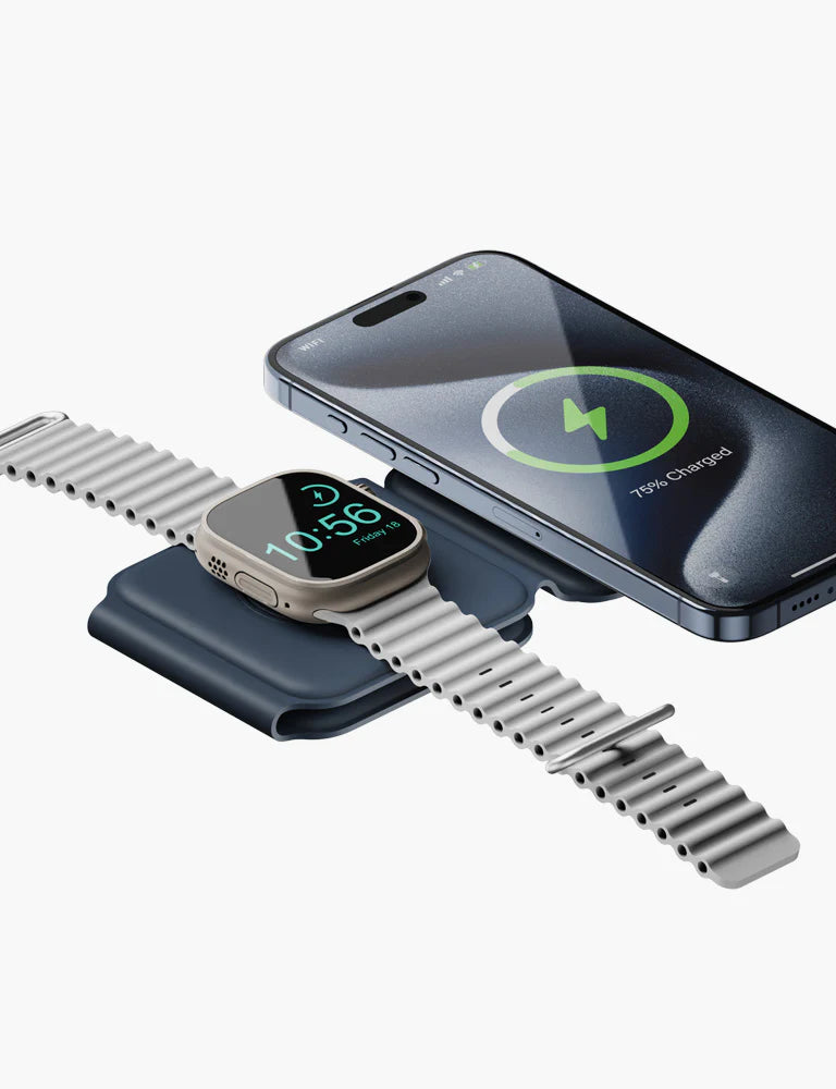 BAZIC GOMAG TRIO PLUS, 3IN1 ELEVATED FOLDABLE MAGNETIC WIRELESS CHARGER 15W IPHONE/WATCH/AIRPODS - NAVY BLUE