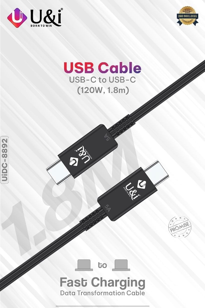 UIDC 8892 USB C to USB C 120W Charging Cable with Powerful Charging