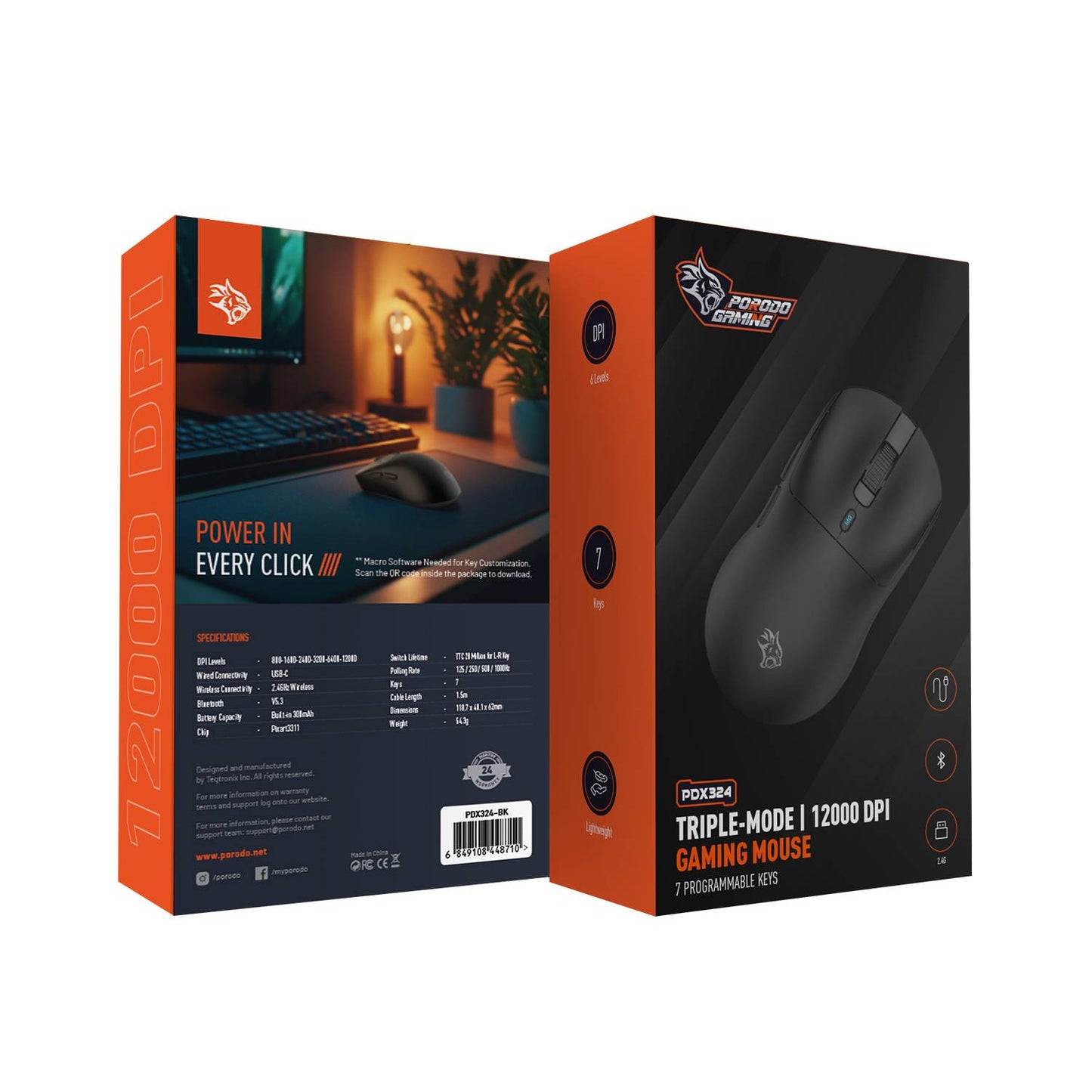 Porodo Gaming Mouse Triple-Mode 12000 DPI