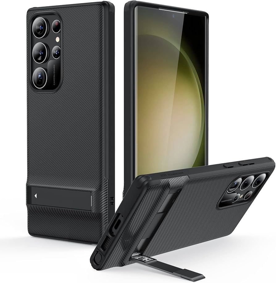 غطاء ESR كلاسيك مع مسند متوافق مع جالكسي S23 ألترا - أسود مطفي | ESR Classic Kickstand Case, Compatible with Galaxy S23 Ultra - Frosted Black
