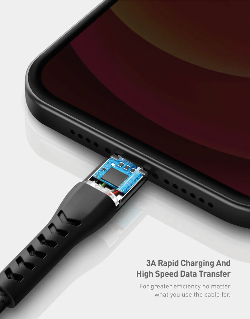 ENERGEA NYLOFLEX USB2.0 USB-A TO USB-C 5A UNIVERSAL CABLE 1.5M BLACK