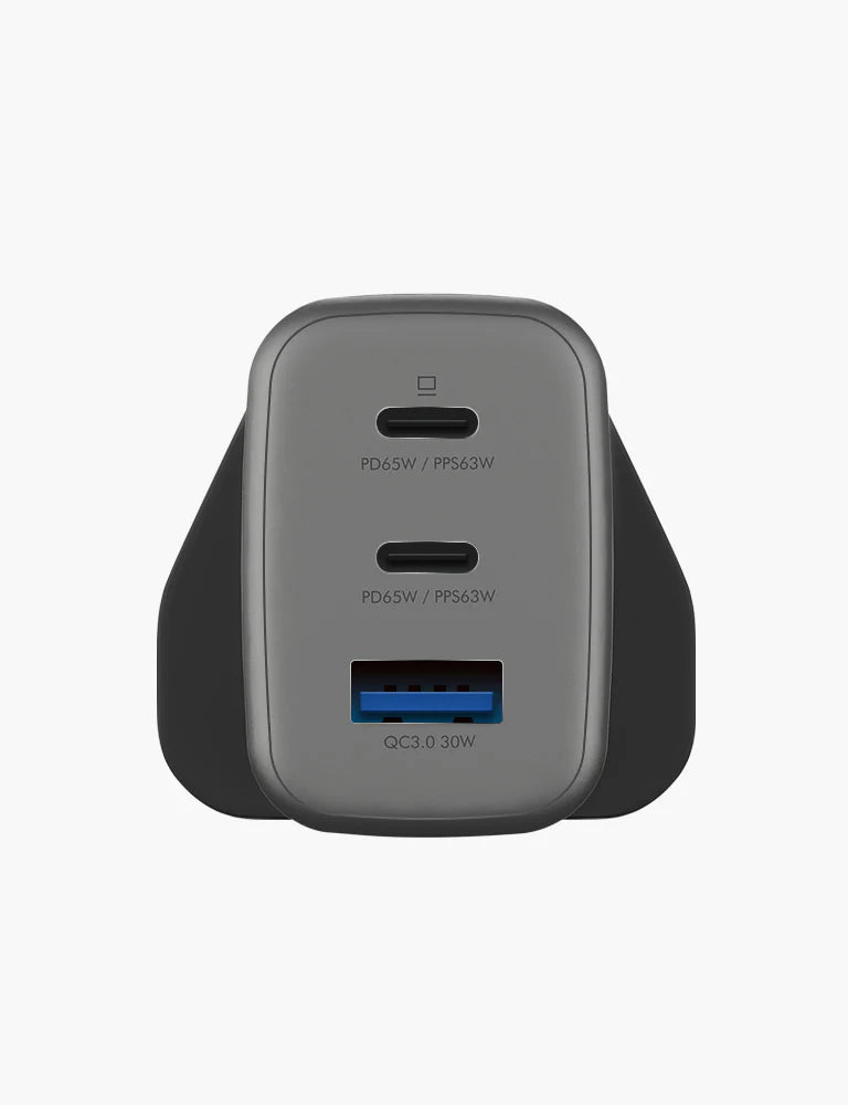 ENERGEA AMPCHARGE GAN65, 2C1A PD/PPS/QC3.0 WALL CHARGER,65W (UK) - GUNMETAL
