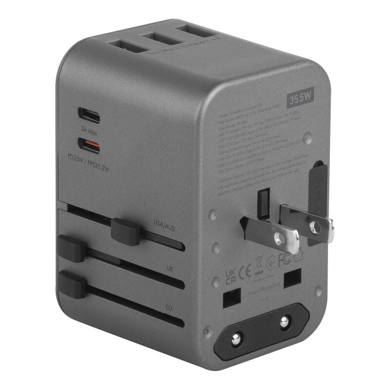 ENERGEA TRAVELWORLD ADAPTER 35, 3A2C 35.5W - GUNMETAL