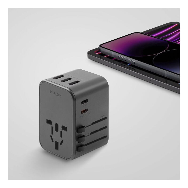 ENERGEA TRAVELWORLD ADAPTER 35, 3A2C 35.5W - GUNMETAL
