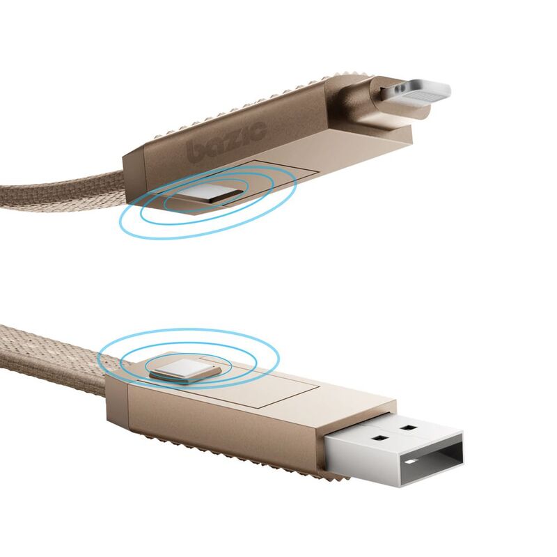 BAZIC GOCHARGE ALUCABLE, 4 IN 1 ALUMINIUM CHARGING CABLE WITH USB A/C INPUT AND USB C/LIGHTNING OUTPUT. PD FAST CHARGE 1M - BLACK