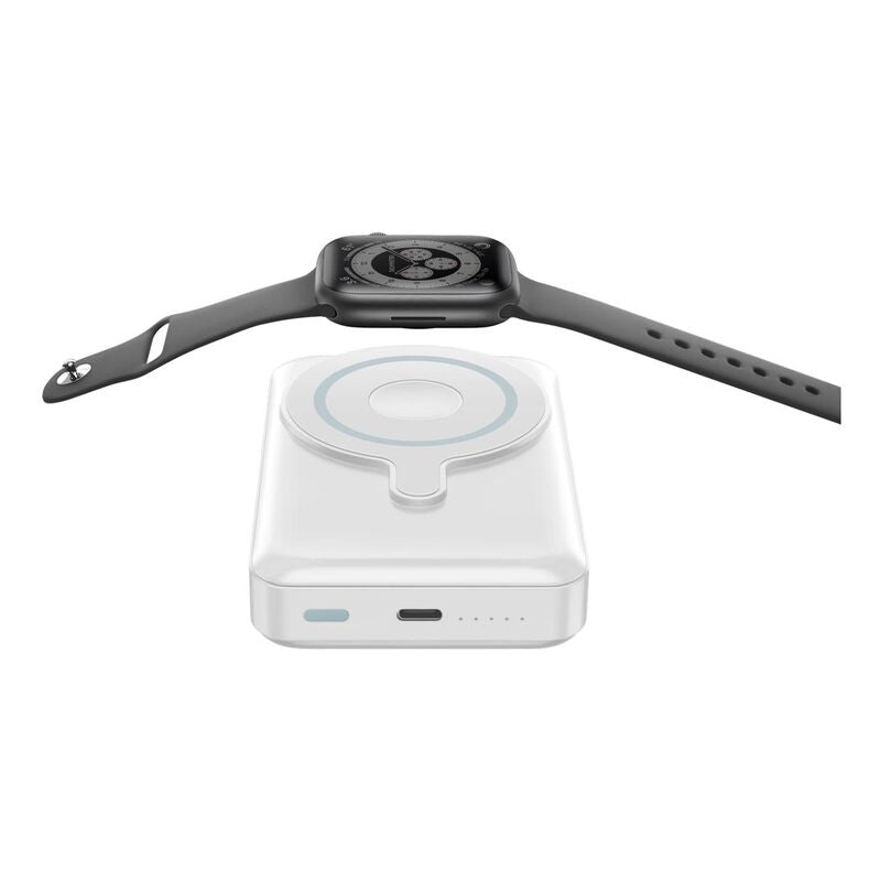 BAZIC GOPOWER 10K, 10000MAH MAGSAFE COMPATIBLE POWER BANK WITH BUILT-IN APPLE WATCH CHARGER - WHITE