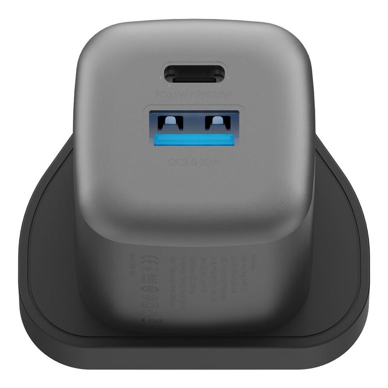 ENERGEA AMPCHARGE GAN35, 1C1A PD/PPS/QC3.0 WALL CHARGER,35W (UK) - GUNMETAL