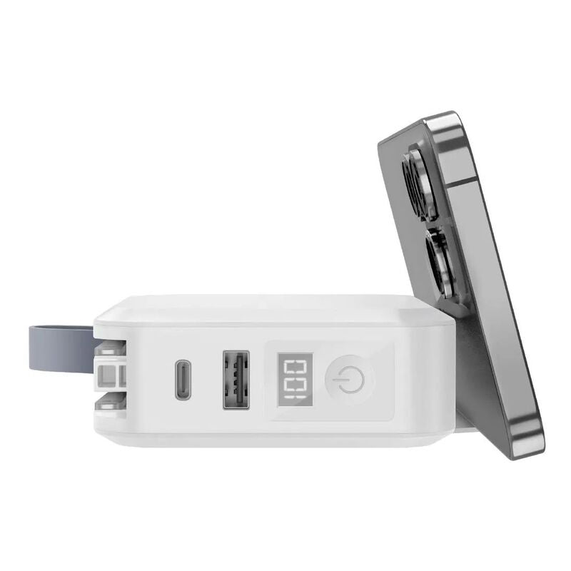 BAZIC GOPORT TRAVEL 10K, 10000MAH UNIVERSAL WALL CHARGER WITH BUILT-IN CABLE - WHITE