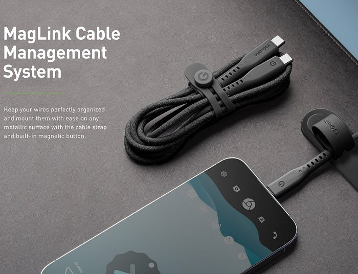 ENERGEA FLOW 10GPBS USB 3.2 GEN 2 C-C CABLE 10GBPS, 240W WITH MCT 2M -BLACK