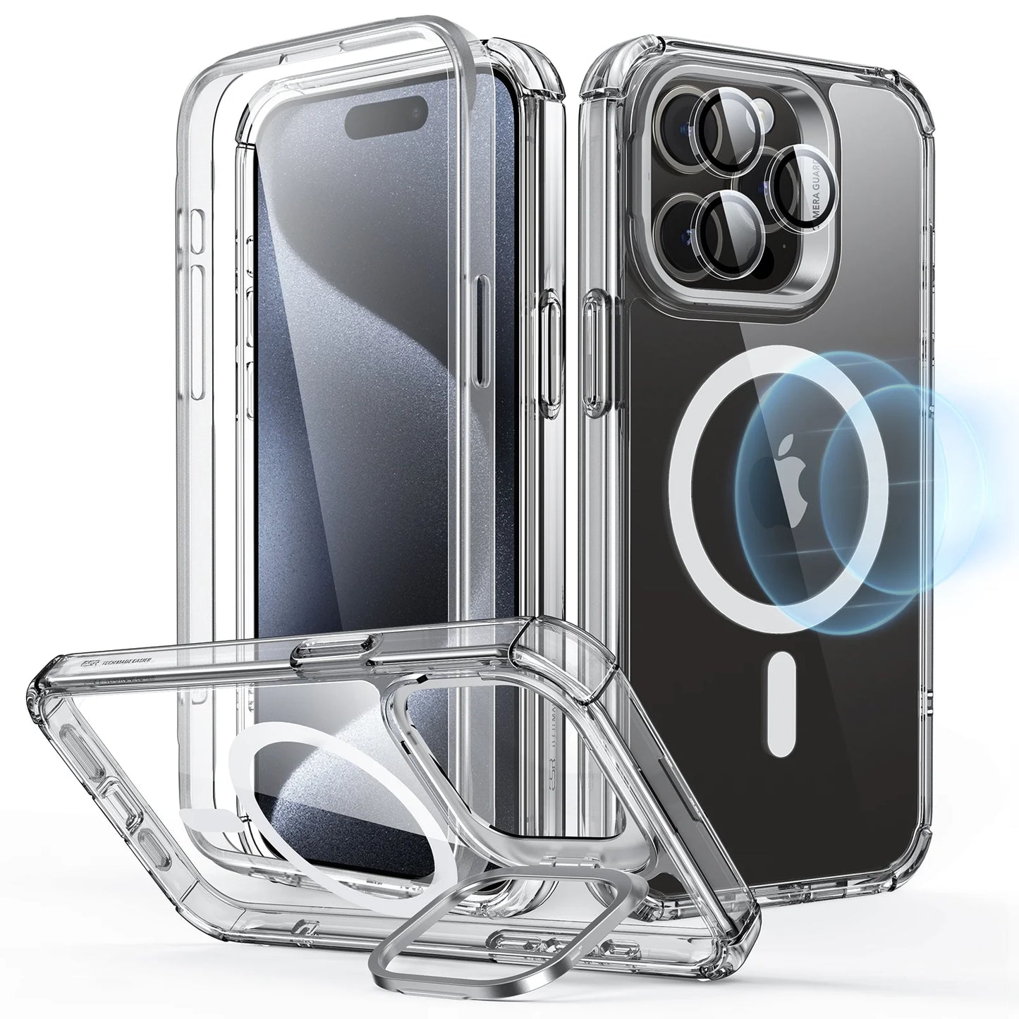 غطاء ESR إير أرمور (هالو لوك)، متوافق مع iPhone 15 Pro Max - شفاف | ESR Air Armor Clear Case (HaloLock), Compatible with iPhone 15 Pro Max, Clear
