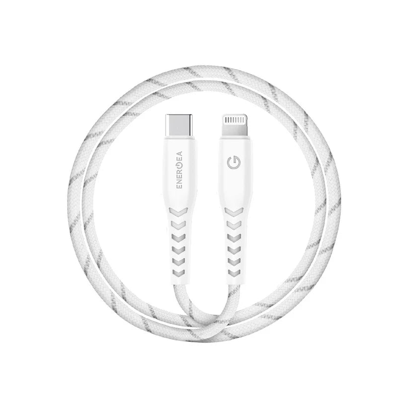 ENERGEA NYLOFLEX CABLE, CHARGE AND SYNC TOUGH LIGHTNING C89 MFI 1.5M – WHITE