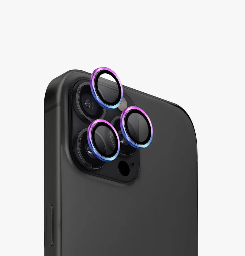 UNIQ OPTIX IPHONE PRO (2023) 6.7 ALUMINIUM CAMERA LENS PROTECTOR - IRIDESCENT (IRIDESCENT) - يونيك أوبتكس آيفون برو (2023) 6.7 حماية عدسة الكاميرا بألومنيوم - قزحي الألوان (لمَّاع)