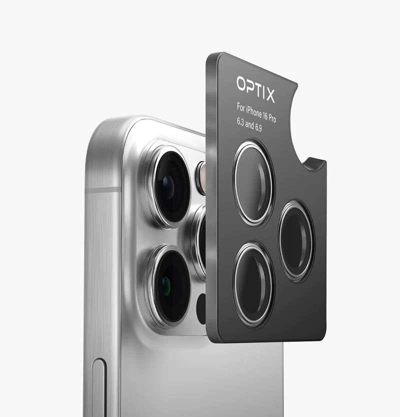 UNIQ OPTIX IPHONE PRO (2023) 6.1 STAINLESS STEEL FRAME SAPPHIRE CAMERA LENS PROTECTOR - CHROME GREY (GREY) - يونيك أوبتكس آيفون برو (2023) 6.1 حماية عدسة الكاميرا بزجاج الياقوت وإطار فولاذي - رمادي كرومي (رمادي)