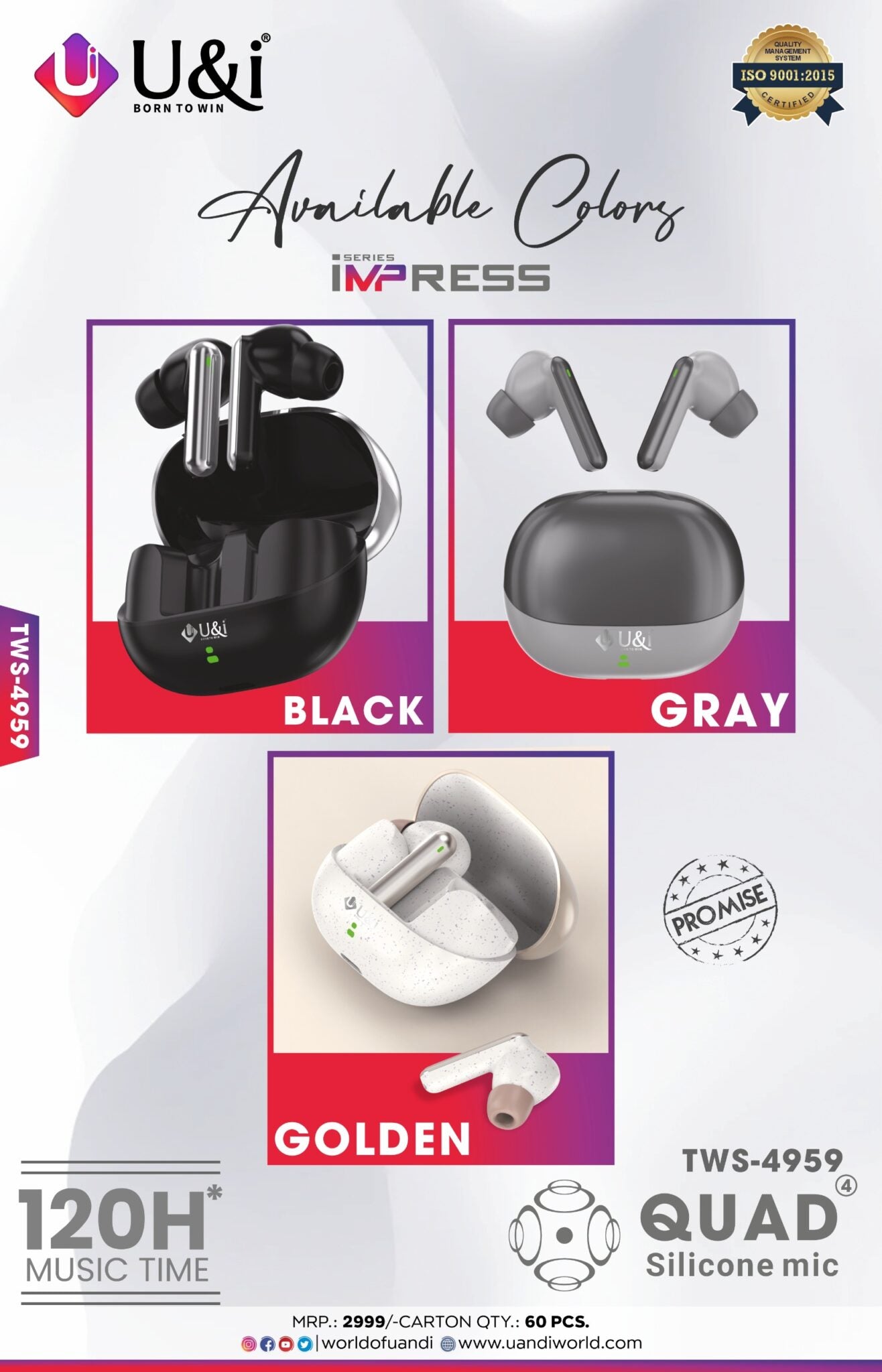 TWS Impress Series 4959 Earbuds with Strong Sound