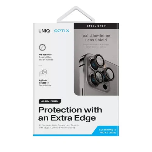 UNIQ OPTIX IPHONE PRO (2023) 6.7 CAMERA LENS PROTECTOR - CRYSTAL CLEAR (CLEAR) - يونيك أوبتكس آيفون برو (2023) 6.7 حماية عدسة الكاميرا - كريستال كلير (شفاف)