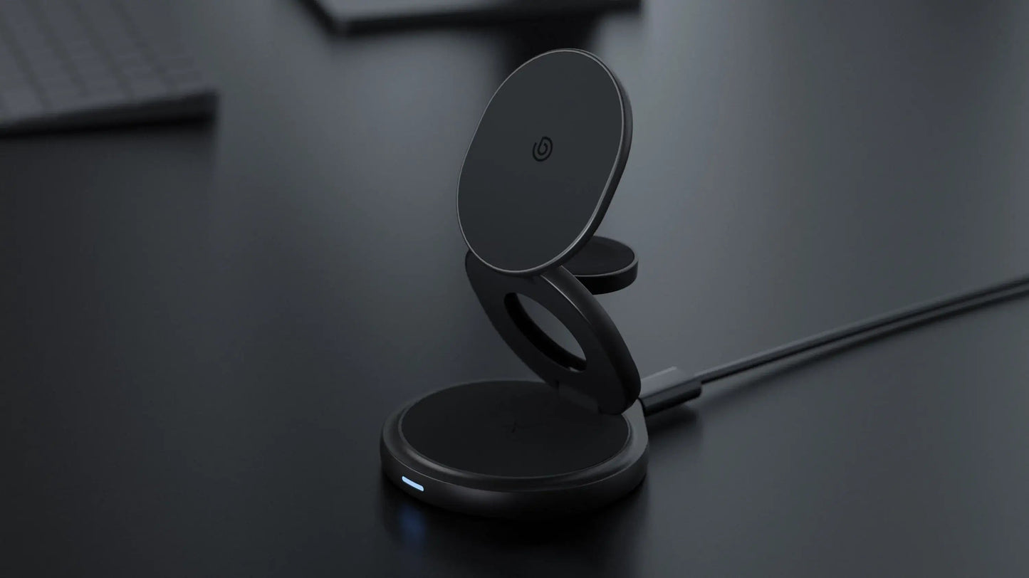 BAZIC GOMAG GYRE, 360 ROTATING BASE 3 IN 1 WIRELESS CHARGER WITH APPLE WATCH AND AIRPODS CHARGING - GUNMETAL
