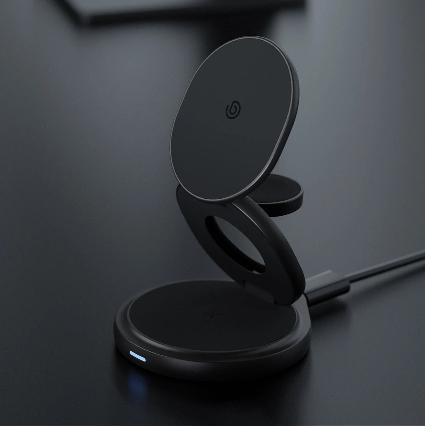 BAZIC GOMAG GYRE, 360 ROTATING BASE 3 IN 1 WIRELESS CHARGER WITH APPLE WATCH AND AIRPODS CHARGING - GUNMETAL