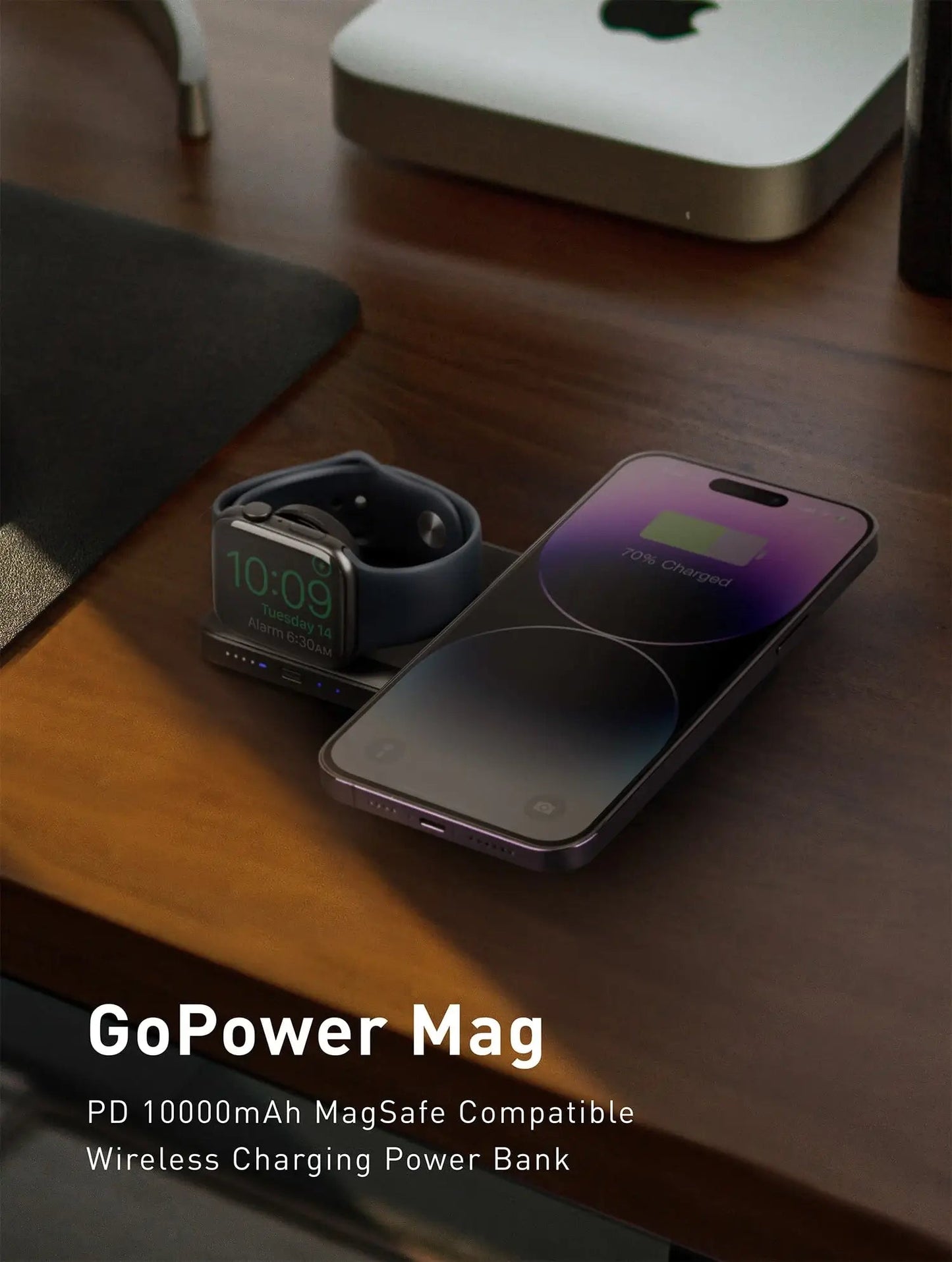 BAZIC GOPOWER MAG, 10000MAH MAGNETIC WIRELESS CHARGING POWER BANK - BLACK