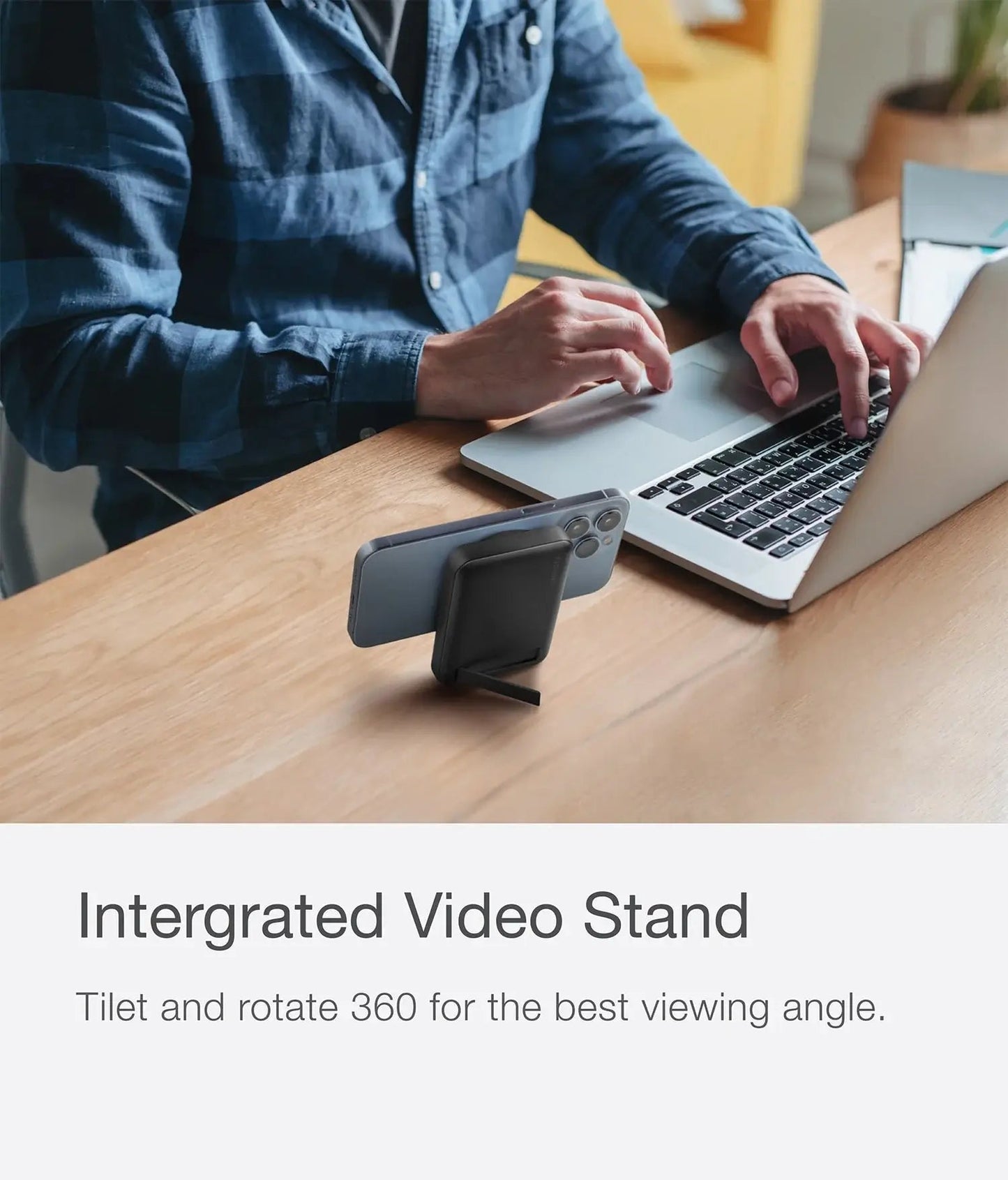 ENERGEA MAGPAC MINI 10000MAH ULTRA SLIM MAGSAFE COMPATIBLE POWER BANK WITH BUILT-IN VIDEO STAND - BLACK