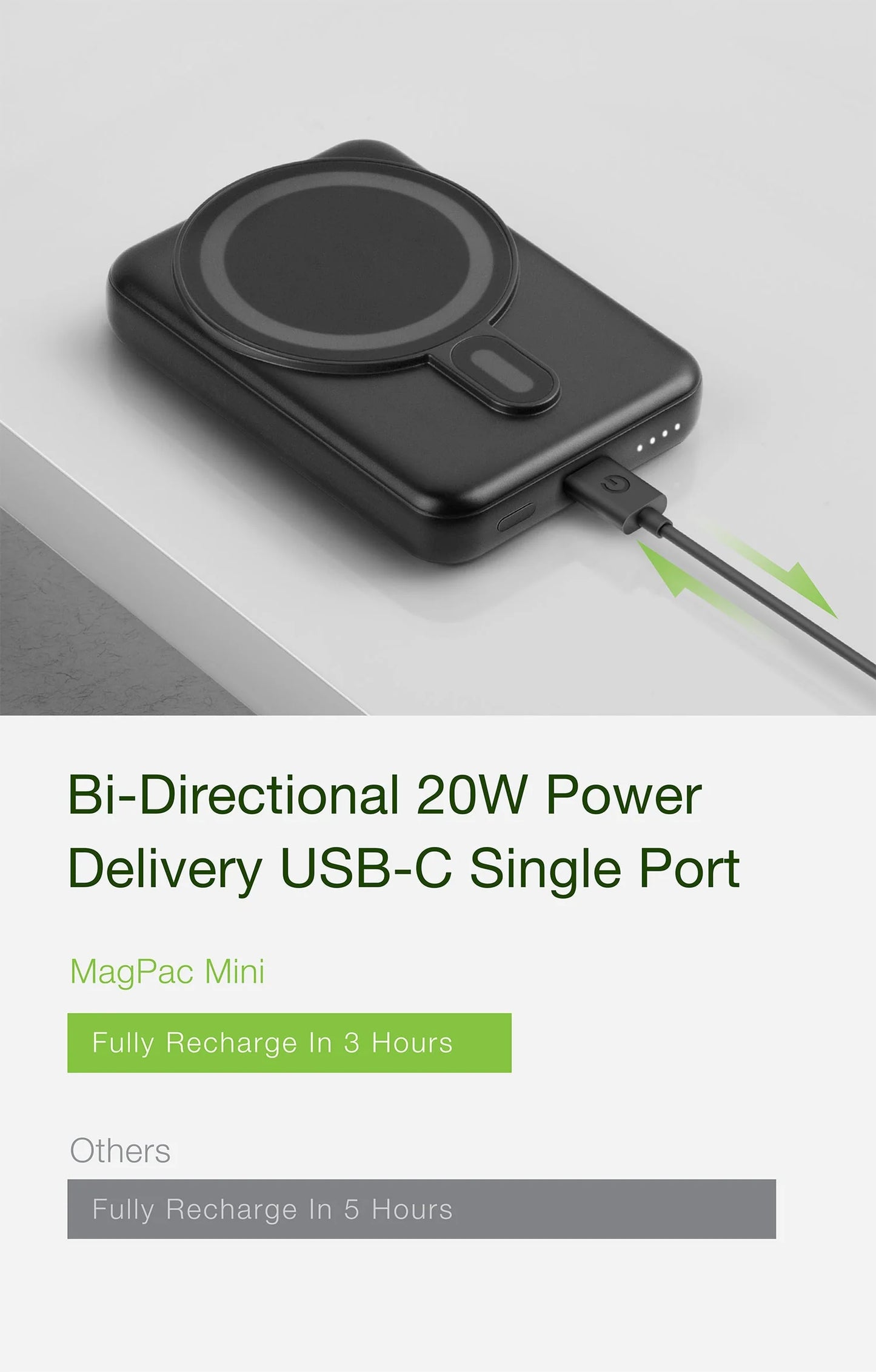 ENERGEA MAGPAC MINI 10000MAH ULTRA SLIM MAGSAFE COMPATIBLE POWER BANK WITH BUILT-IN VIDEO STAND - SAGE