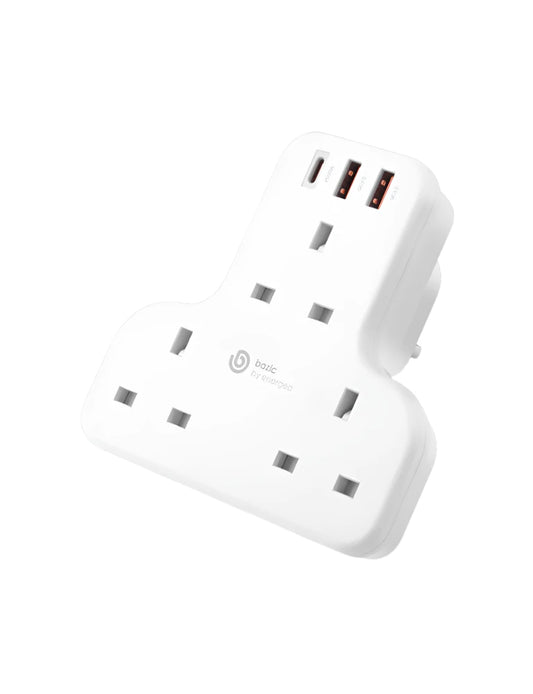 BAZIC GOPORT TRIO, EXTENSION WALL CHARGER WITH BUILT-IN USB OUTPUT - WHITE