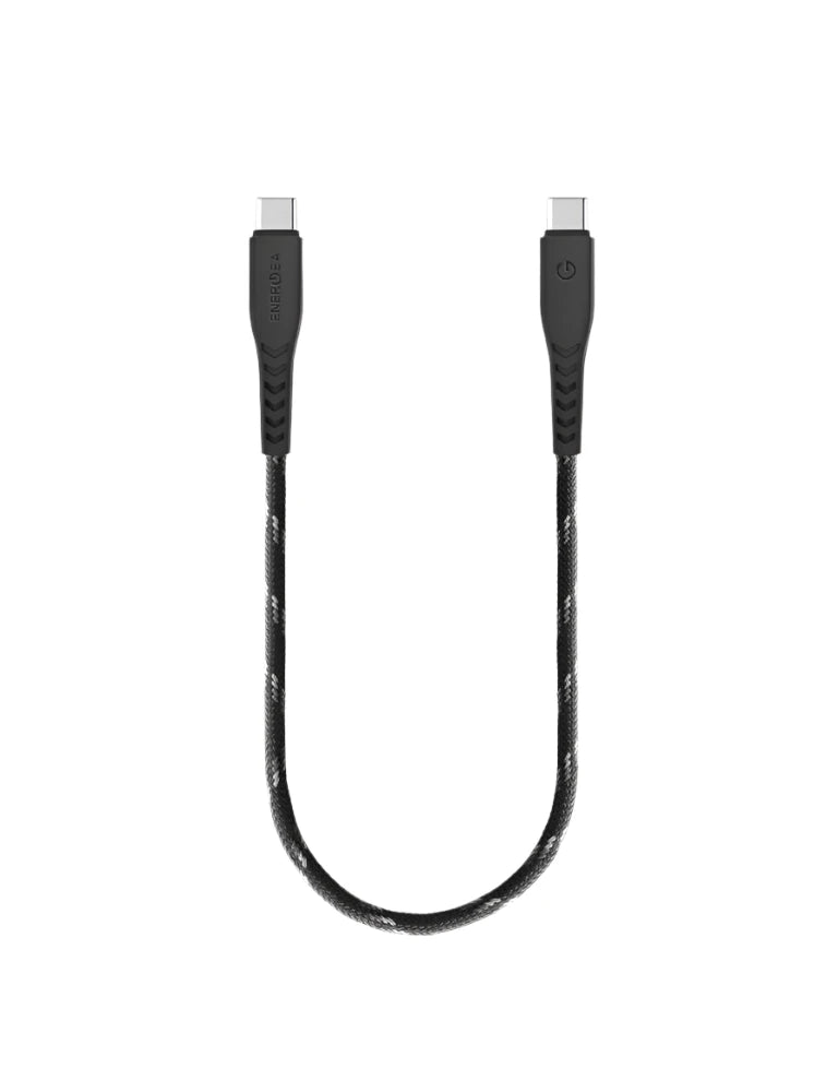 ENERGEA NYLOFLEX, USB 2.0 USB-C TO USB-C CHARGE & SYNC CABLE 480MBPS 5A 30CM, BLACK