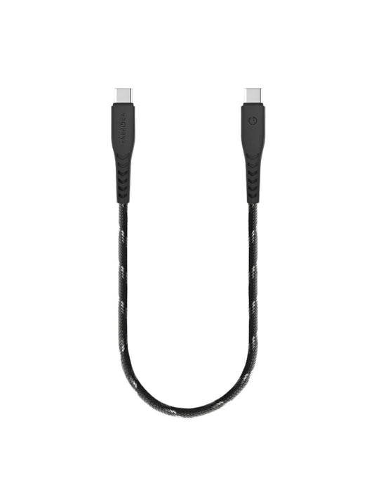 ENERGEA NYLOFLEX, USB 2.0 USB-C TO USB-C CHARGE & SYNC CABLE 480MBPS 5A 30CM, BLACK