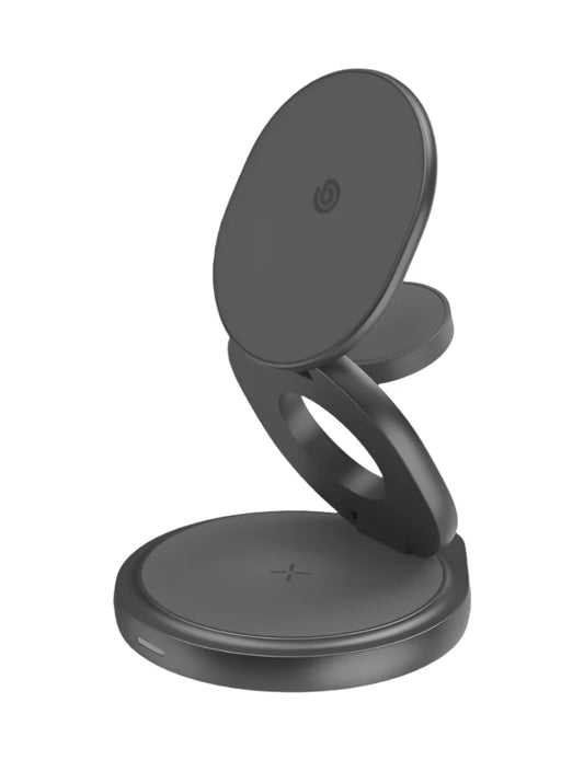 BAZIC GOMAG GYRE, 360 ROTATING BASE 3 IN 1 WIRELESS CHARGER WITH APPLE WATCH AND AIRPODS CHARGING - GUNMETAL