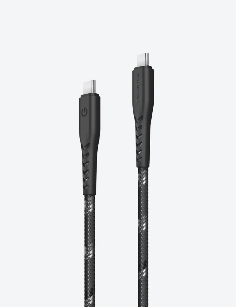 ENERGEA NYLOFLEX, USB 2.0 USB-C TO USB-C CHARGE & SYNC CABLE 480MBPS 5A 30CM, BLACK