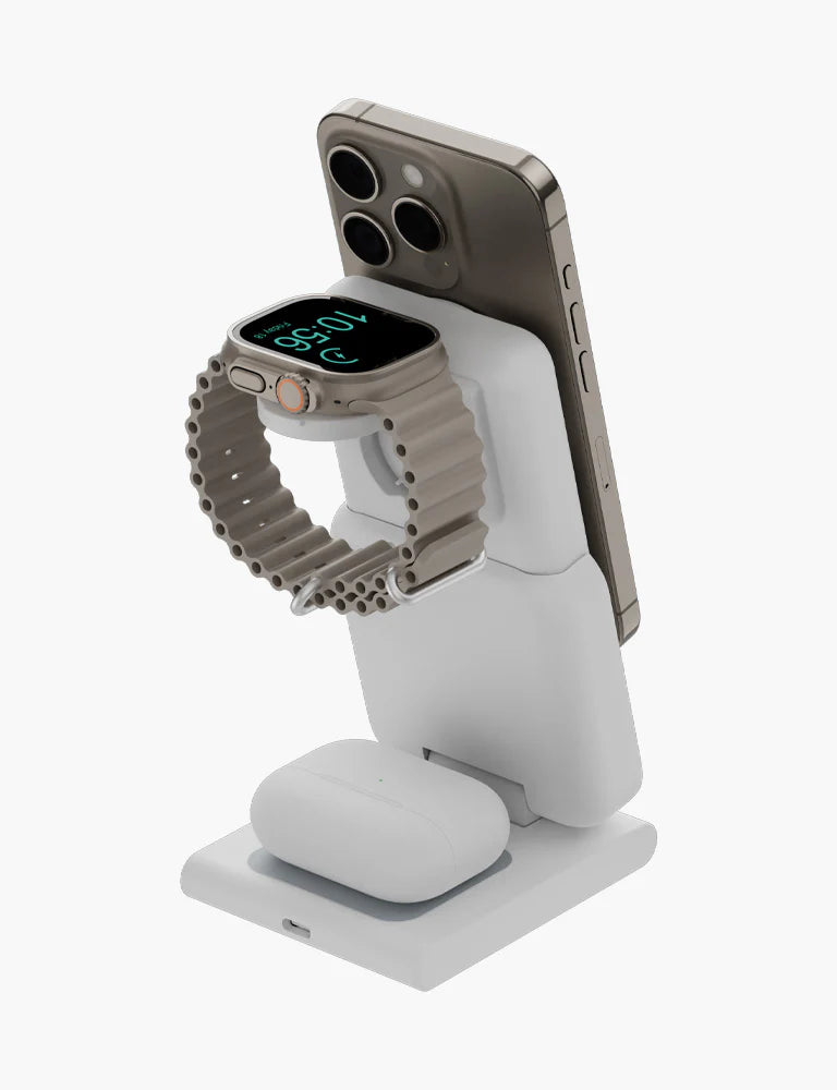 BAZIC GOMAG FLEX 10K, 10000MAH REMOVEABLE POWERBANK WITH APPLE WATCH AND AIRPODS CHARGING STATION - WHITE