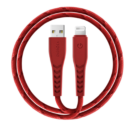 ENERGEA NYLOFLEX CABLE, CHARGE AND SYNC TOUGH LIGHTNING C89 MFI 1.5M –RED
