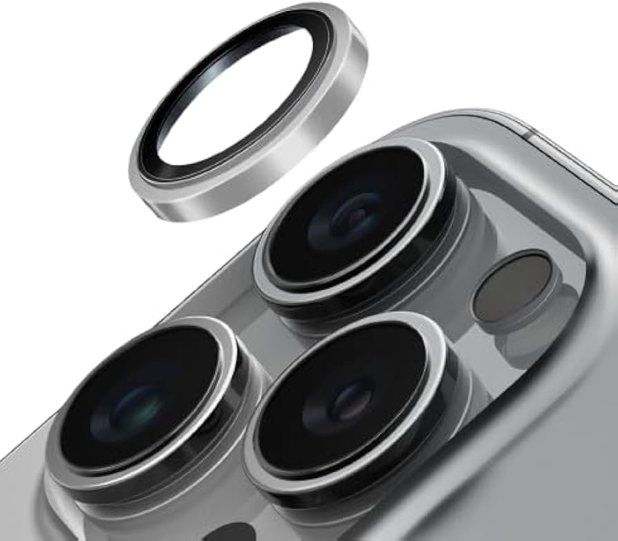 UNIQ OPTIX IPHONE PRO (2023) 6.7 STAINLESS STEEL FRAME SAPPHIRE CAMERA LENS PROTECTOR - CHROME GREY (GREY) - يونيك أوبتكس آيفون برو (2023) 6.7 حماية عدسة الكاميرا بزجاج الياقوت وإطار فولاذي - رمادي كرومي (رمادي)