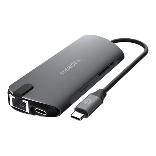 ENERGEA ALUHUB HD PRO, 8 IN 1 SUPERSPEED ALUMINIUM 3.1 USB-C HUB - GUNMETAL