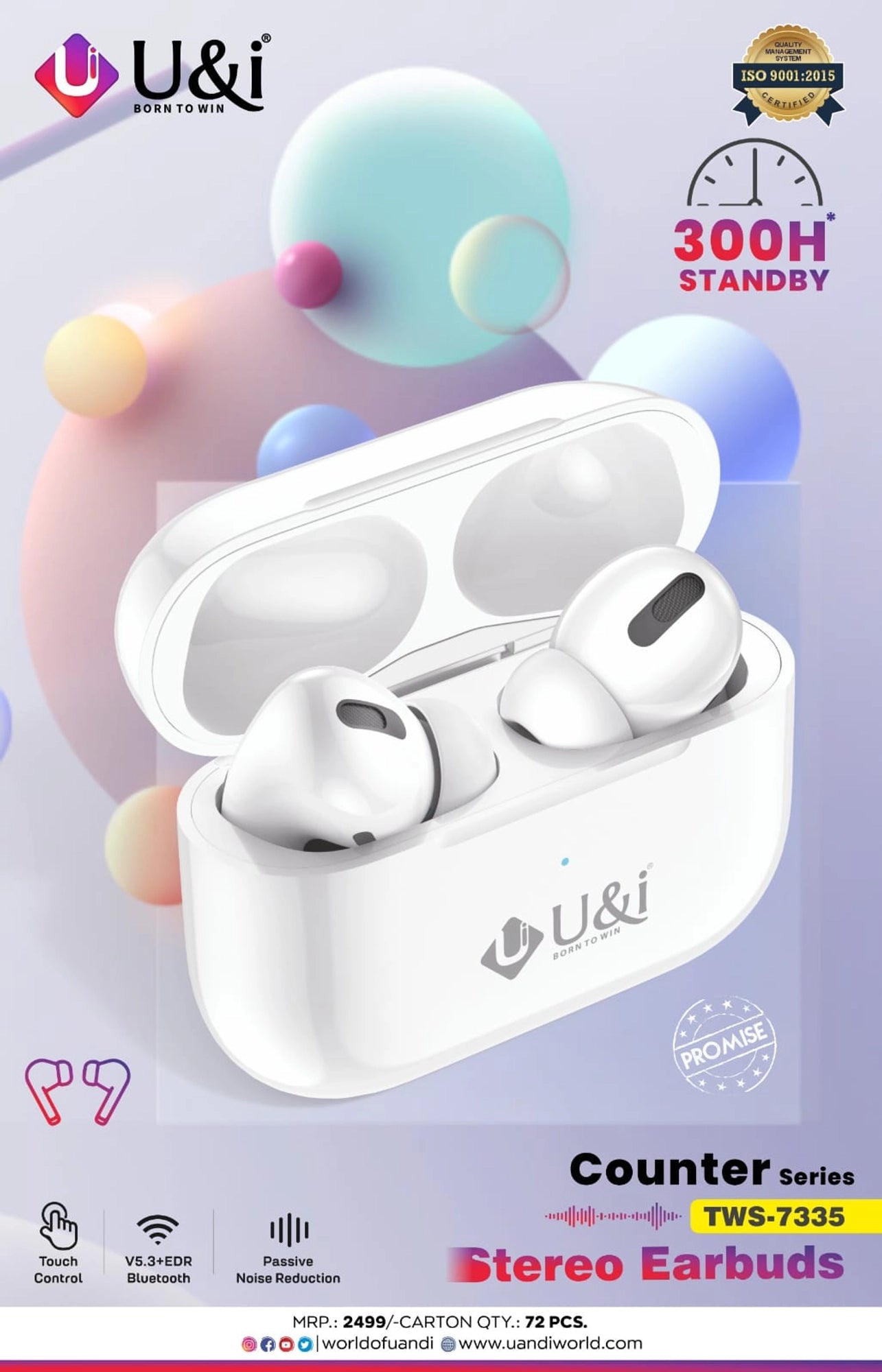 TWS Counter Series 7335 Earbuds with Modern Design and Great Sound