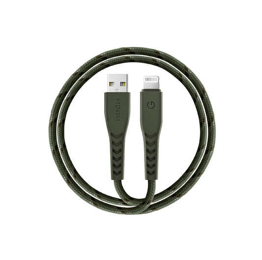 ENERGEA NYLOFLEX CABLE, CHARGE AND SYNC TOUGH LIGHTNING C89 MFI 1.5M – GREEN