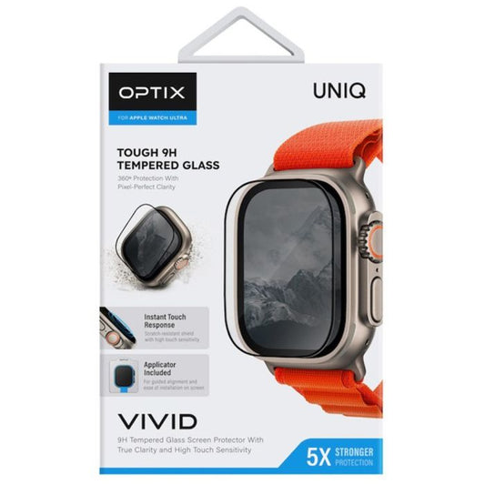 UNIQ OPTIX VIVID CLEAR WATCH ULTRA GLASS SCREEN PROTECTOR - يونيك أوبتكس فيفيد كلير ووتش ألترا زجاج حماية الشاشة