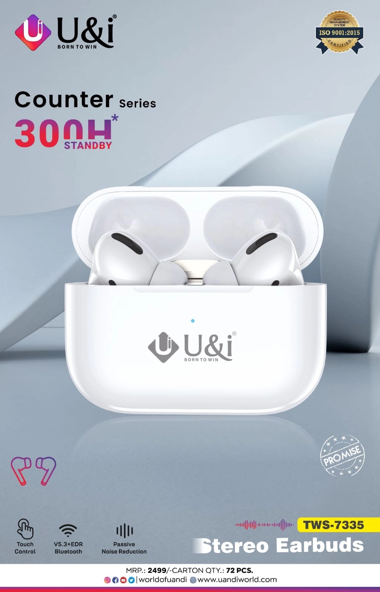 TWS Counter Series 7335 Earbuds with Modern Design and Great Sound