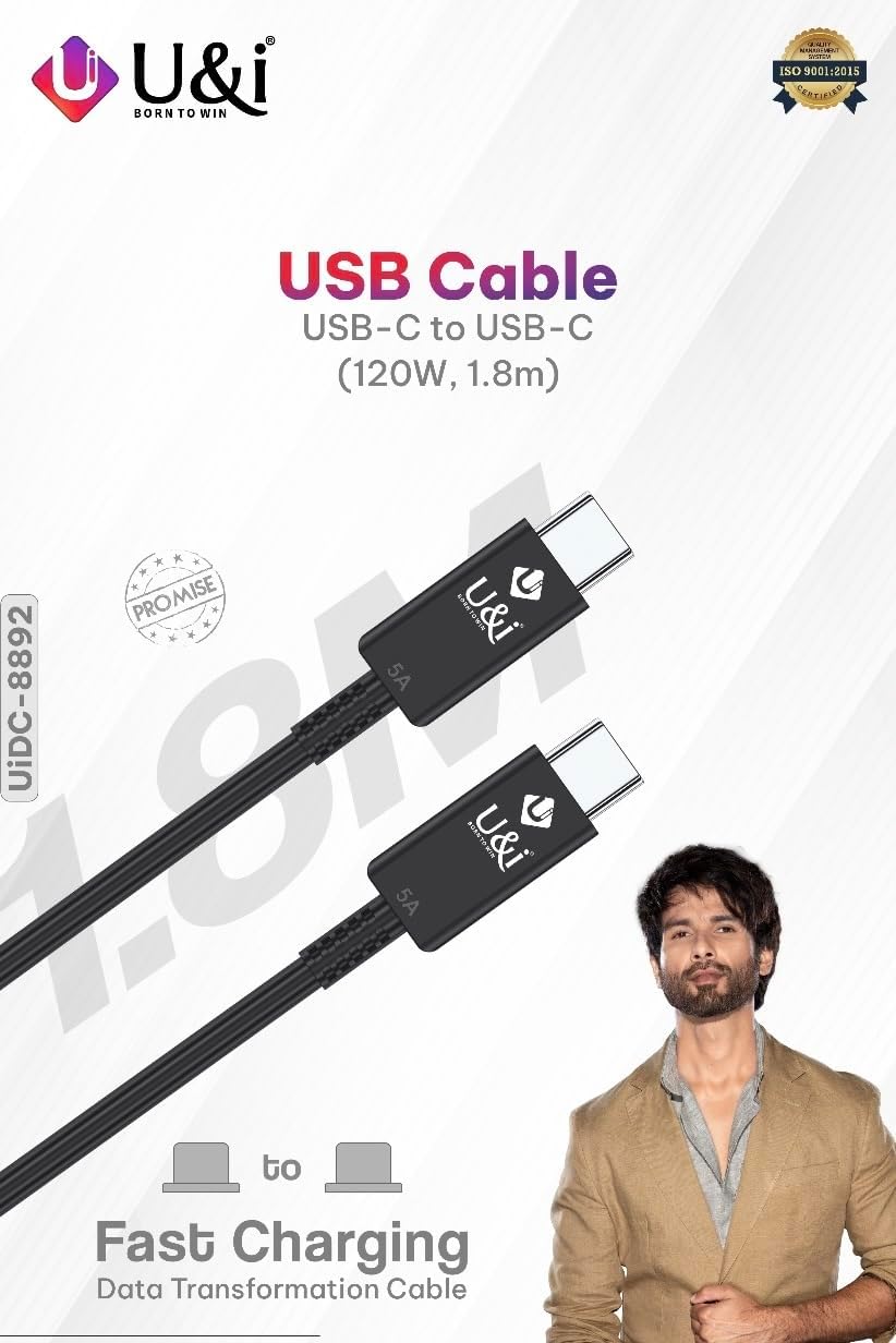 UIDC 8892 USB C to USB C 120W Charging Cable with Powerful Charging