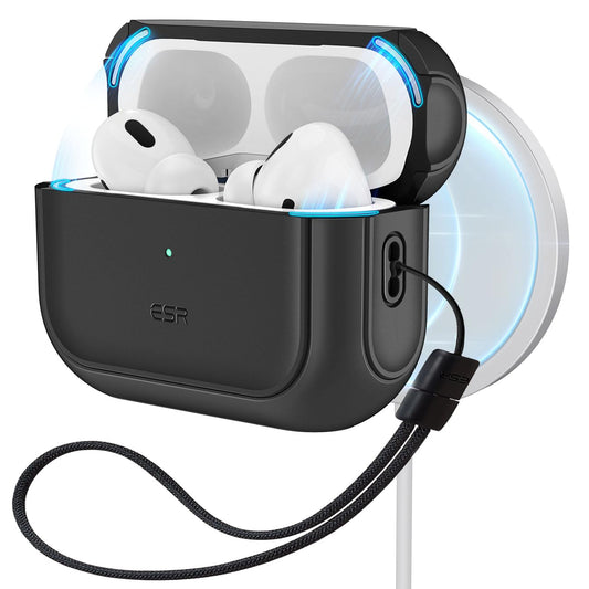 غطاء ESR بولس مغناطيسي (هالو لوك) لأيربودز برو - أسود | ESR Pulse Magnetic Lock Case (HaloLock), Compatible with AirPods Pro, Black