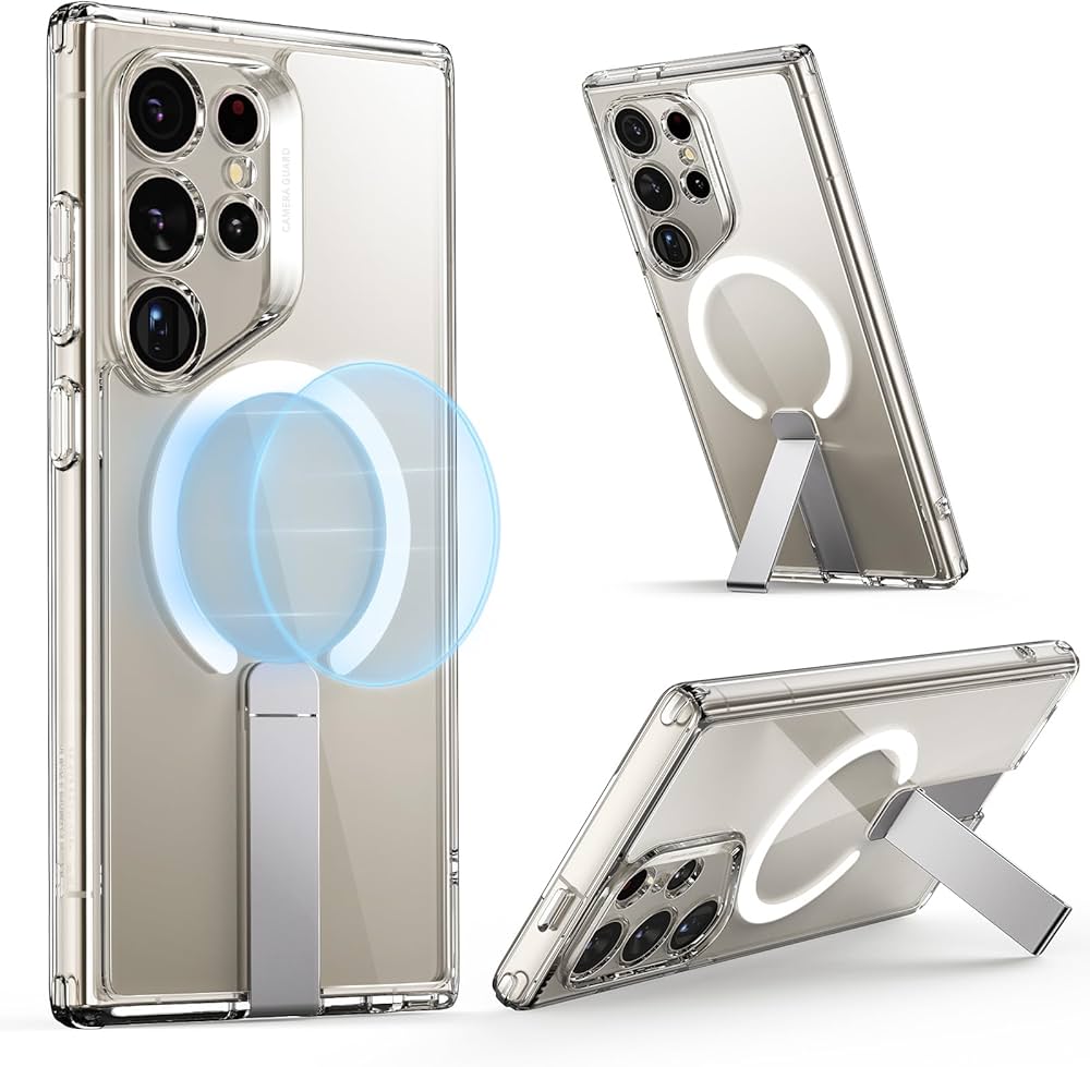 غطاء ESR بوست مع مسند متوافق مع جالكسي S24 ألترا - شفاف | ESR Boost Kickstand Case, Compatible with Galaxy S24 Ultra - Clear