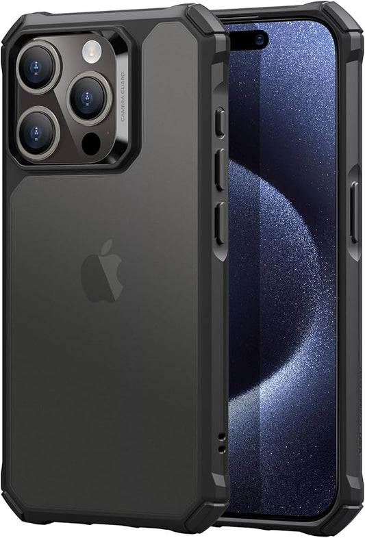غطاء ESR إير أرمور شفاف، متوافق مع iPhone 15 Pro Max - أسود مطفي | ESR Air Armor Clear Case, Compatible with iPhone 15 Pro Max, Frosted Black
