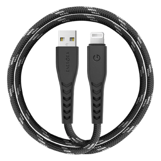 ENERGEA NYLOFLEX CABLE, CHARGE AND SYNC TOUGH LIGHTNING C89 MFI 1.5M – BLACK