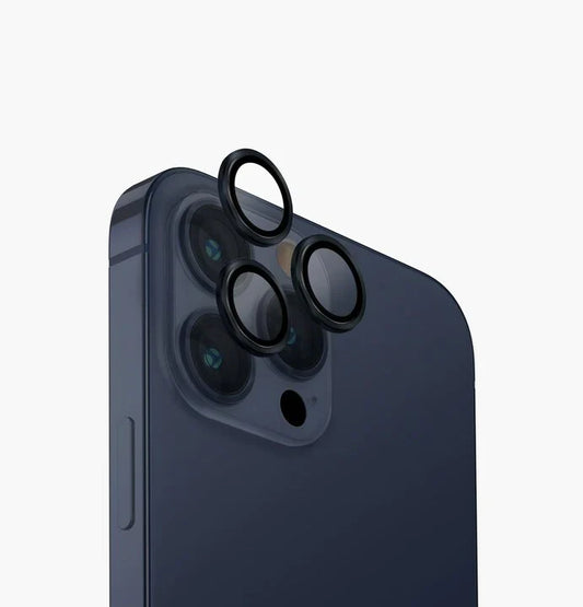 UNIQ OPTIX IPHONE PRO (2023) 6.1 STAINLESS STEEL FRAME SAPPHIRE CAMERA LENS PROTECTOR - TETRA BLUE (DARK BLUE) - يونيك أوبتكس آيفون برو (2023) 6.1 حماية عدسة الكاميرا بزجاج الياقوت وإطار فولاذي - أزرق تيترا (أزرق غامق)
