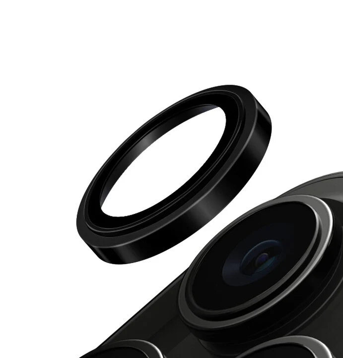 UNIQ OPTIX IPHONE PRO (2023) 6.1 STAINLESS STEEL FRAME SAPPHIRE CAMERA LENS PROTECTOR - GUNMETAL BLACK (BLACK) - يونيك أوبتكس آيفون برو (2023) 6.1 حماية عدسة الكاميرا بزجاج الياقوت وإطار فولاذي - أسود معدني (أسود)