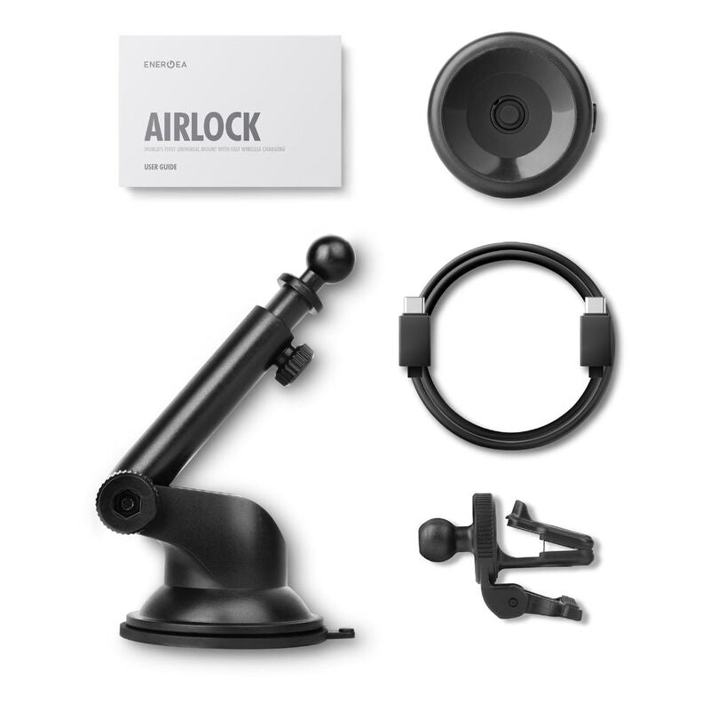 ENERGEA AIRLOCK, VACUUM PHONE MOUNT WITH 15W WIRELESS CHARGING - GUNMETAL