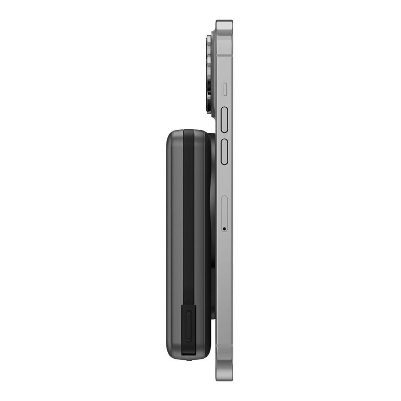 ENERGEA MAGPAC PRO, 10000MAH MAGSAFE COMPATIBLE POWER BANK WITH BUILT-IN CABLE AND STAND - GUN/BLK