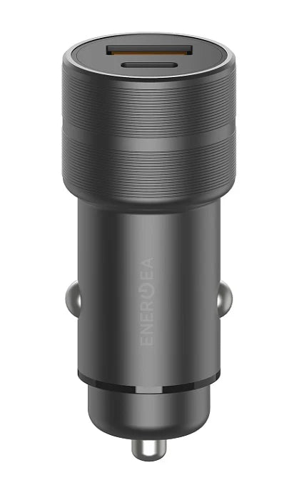 EnergEA AluDrive PD20+ Kit USB-C PD/USB QC3.0 Car Charger with Nyloflex USB-A/Lightning Cable (1.5m)